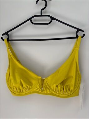 Yellow Underwire Bikini Top with V-Notch Front